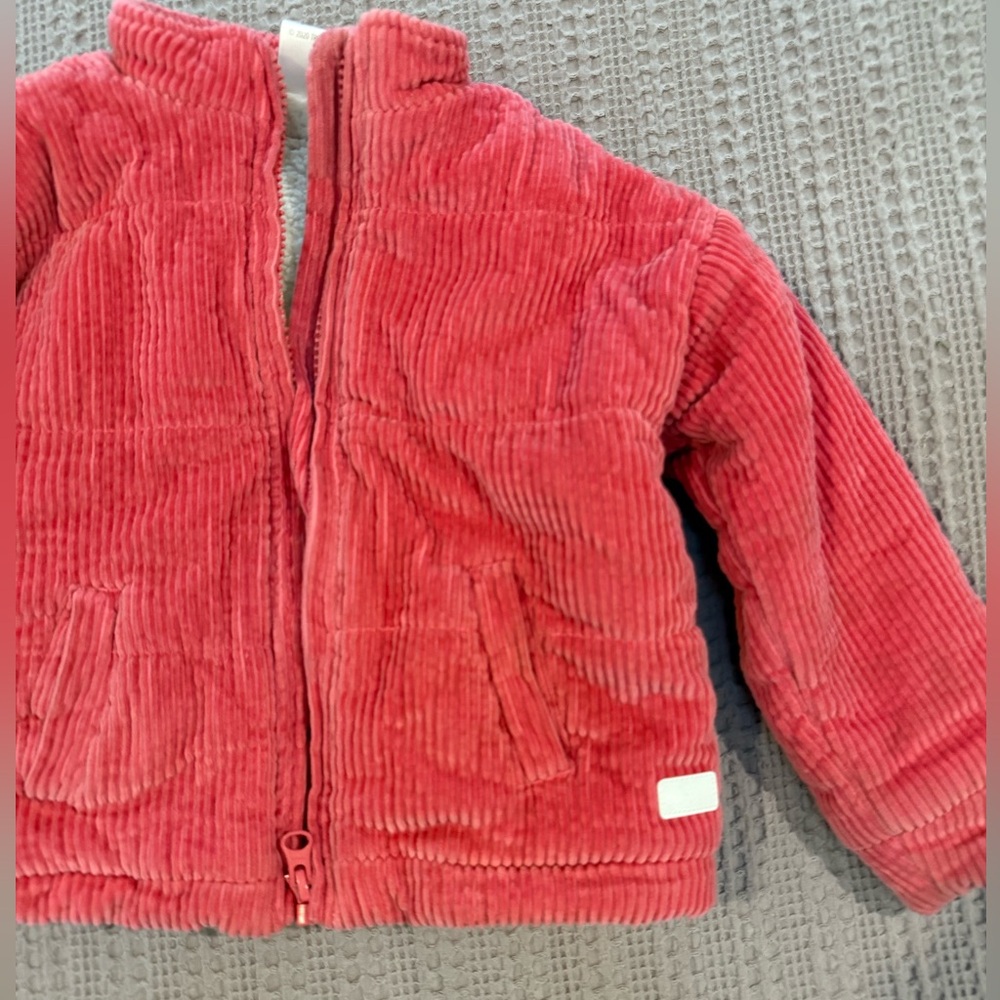 Koala Kids Coral Pink Corduroy Puffer Jacket